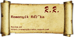 Remenyik Réka névjegykártya